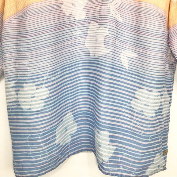 J. Jill Love Linen Multicolored Striped Floral Linen Popover Blouse - Picture 4 of 15